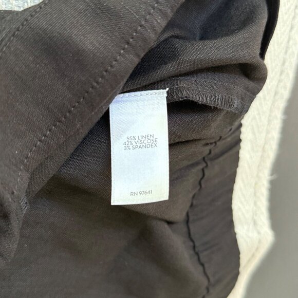 J.Jill Linen Stretch Pants Womens 2x Black Tapered Capri Pull On Beachy Resort - Picture 6 of 11